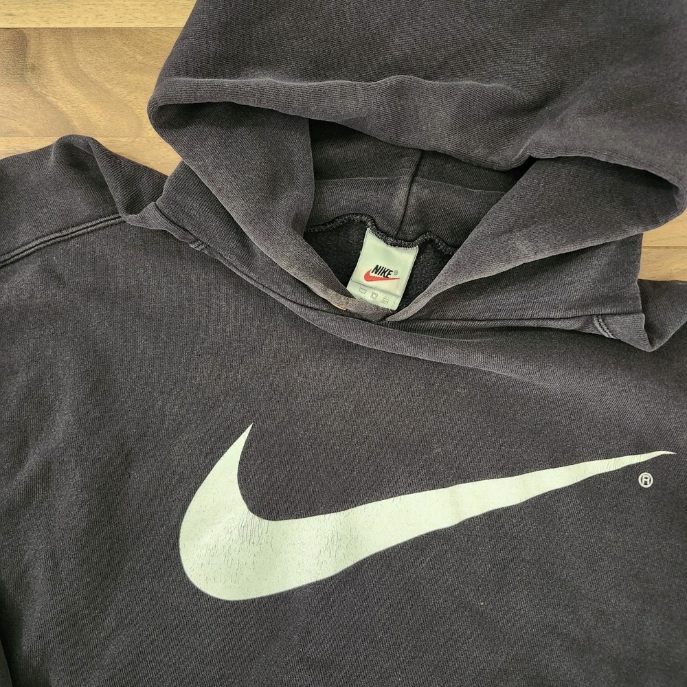 VTG 90s White Tag Nike Hoodie Big Logo Black Size XL
